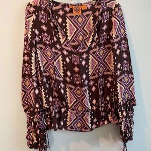 Purple silk long sleeve blouse